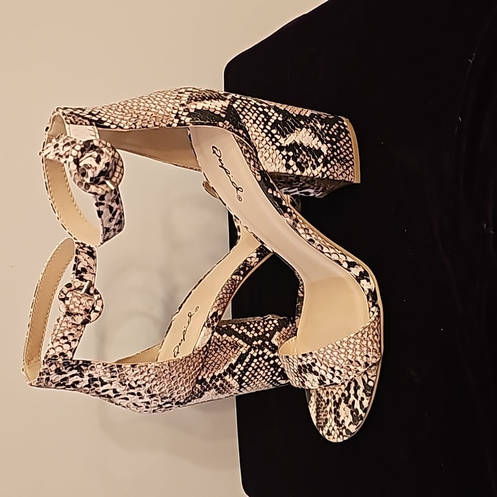 Snake print block heels